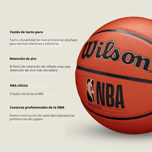 Miniatura 6 de Wilson NBA Forge Baloncesto para Interiores/Exteriores - Marrón, Talla 6-28.5