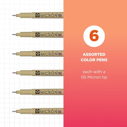 Miniatura 2 de SAKURA 30065 Pigma Micron (6 piezas Los colores pueden variar) Juego de bolígrafos de tinta 05