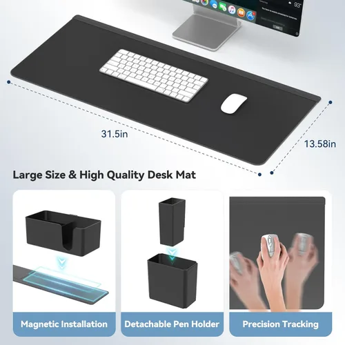 Miniatura 7 de KDD Juego de almohadilla de escritorio y organizador magnético, alfombrilla grande 5 en 1 para mouse con soporte para teléfono, soporte para tazas