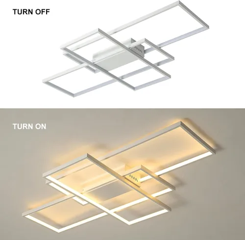 Miniatura 7 de GEADI Lámpara de techo moderna regulable, lámpara de techo LED blanca de 35.4 pulgadas con control remoto, accesorio de iluminación rectangular