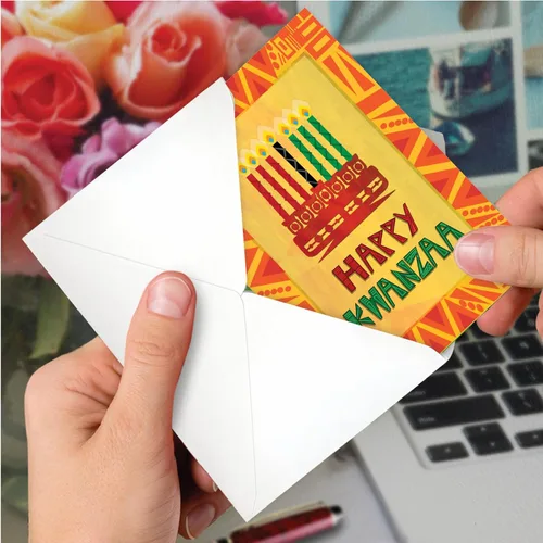 Miniatura 6 de The Best Card Company - Tarjeta de felicitación Kwanzaa - Tarjeta de celebración anual afroamericana - Fiesta de fe - Unidad y paz C9181KWG