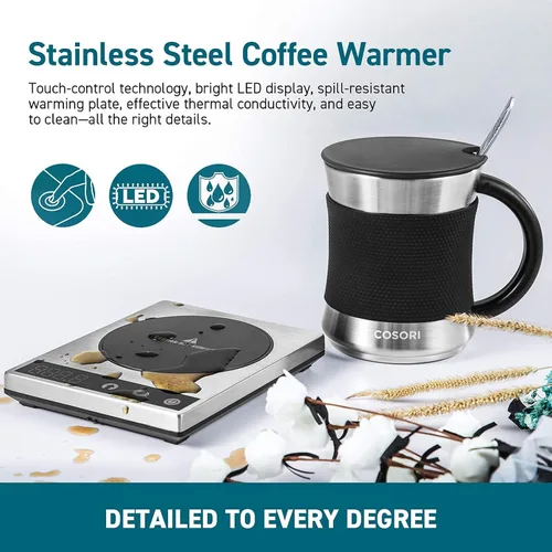 Miniatura 7 de COSORI Calentador de Taza de Café y Juego de Tazas para Escritorio, Calentador de Tazas, Regalos para Oficina y Navidad, Control de Temperatura