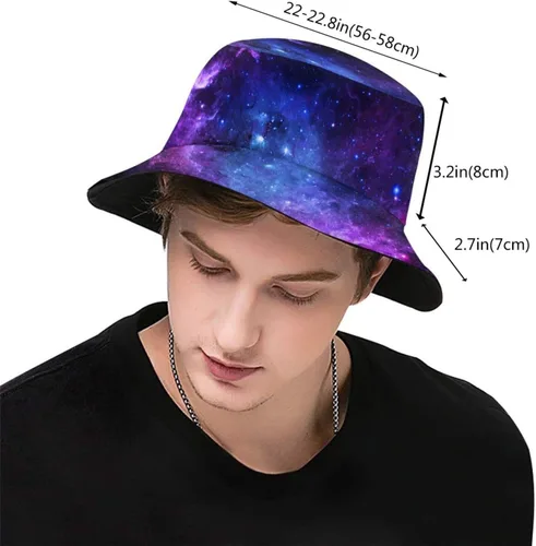 Miniatura 3 de Sombrero de pescador con patrón de galaxia, sombrero de pescador de estrella, gorra de playa para adultos, mujeres, hombres, viajes, camping
