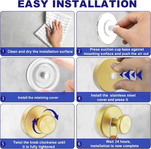 Miniatura 5 de Bntuk Ganchos de ventosa para ducha, ganchos para toallas para vidrio de ventana de baño, gancho de bata de baño Looafh para colgar - paquete de 2