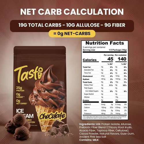 Miniatura 2 de TASTI Mezcla de Helado de Alta Proteína - Polvo de Helado de Chocolate Bajo en Azúcar - Hecho para Ninja Creami, Mezcla para Helado Suave con 27g