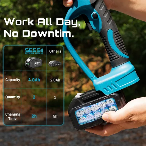Miniatura 4 de SEESII Tijeras de podar eléctricas de poste: Diámetro de corte de 1.8" Podadora eléctrica inalámbrica 2-en-1 - Motor sin escobillas, baterías dobles