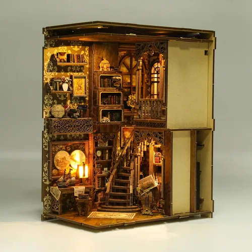 Miniatura 9 de Kit de Rincón de Libros, Kit de Casa en Miniatura DIY, Kit de Construcción de Mini Casa, Kit de Casa de Muñecas en Miniatura para Adultos