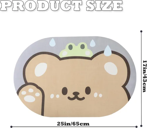 Miniatura 2 de Tapete de baño con bonitos animales, de secado rápido, antideslizante, súper absorbente, delgado, para el suelo del baño, frente a la bañera, fácil