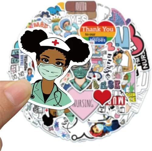 Miniatura 6 de Pegatinas para enfermeras, paquete de 50 unidades, pegatinas, lindas calcomanías de enfermería, regalos para enfermeras, mujeres, adultos, vinilo