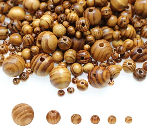 Miniatura 20 de 200 piezas de cuentas de madera natural con agujero grande, BetterJonny - 20 mm de cuentas rondelle redondas de madera sueltas, cuentas de madera
