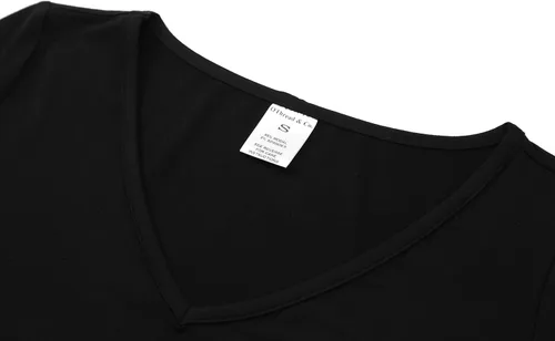 Miniatura 5 de OThread & Co. Camiseta corta de manga larga con cuello en V para mujer