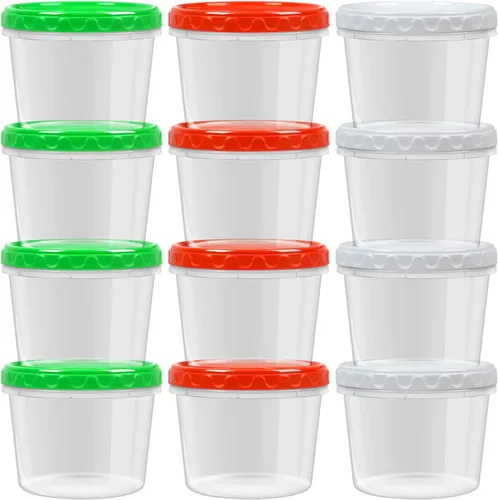 Miniatura 16 de EONJOE Recipientes de plástico de 2 onzas con tapas, recipiente pequeño para aderezo de ensalada para llevar, tazas para salsas y condimentos