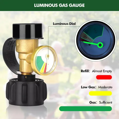 Miniatura 2 de Indicador de nivel de tanque de propano, paquete de 2 medidores de gas propano para tanque de propano LP de 5 libras a 40 libras con QCC1/tipo