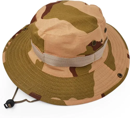 Miniatura 4 de Sombrero de protección solar de ala ancha para exteriores, clásico estilo militar de combate de EE. UU., gorra de sol para pesca, caza, campamento