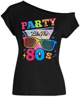 Miniatura 3 de Traje de los años 80 para mujer, camisetas de fiesta temática retro de los años 80, trajes de discoteca vintage de los años 80, camisetas de neón