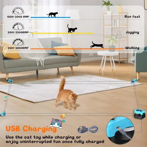 Miniatura 4 de Juguete interactivo para gatos para interiores – Cinta de correr automática para gatos con control remoto, 3 velocidades, motor silencioso y diseño