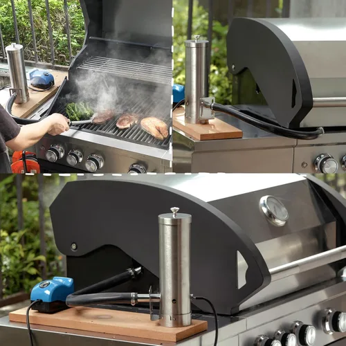 Miniatura 9 de Generador de humo frío con tapa y bomba de aire, ahumador eléctrico portátil para barbacoa, pellets de madera, ahumador al aire libre, accesorio