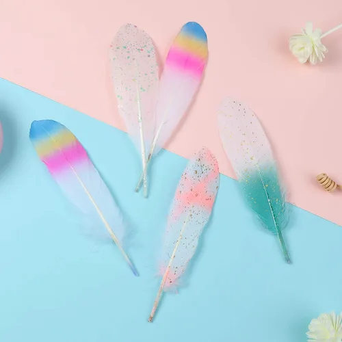 Miniatura 6 de 50 piezas de plumas de ganso naturales de 5 estilos, accesorios de ropa, paquete de estilos arcoíris, decoración de Pascua, Navidad, ropa