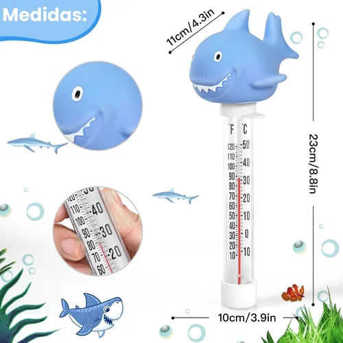 Miniatura 4 de Termómetro flotante para piscina, termómetro de temperatura del agua con cuerda, tamaño grande, fácil de leer y resistente a los golpes, accesorios