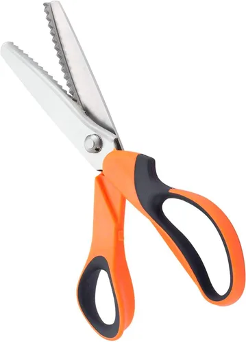 BlueSnail Tijeras de acero inoxidable con agarre cómodo, mango profesional, para manualidades, costura, corte en zigzag, tijeras de coser (dentadas,