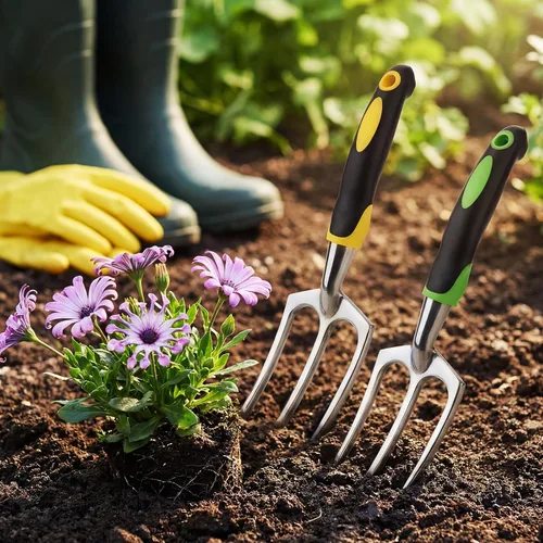 Miniatura 6 de Yaocom 12 piezas de rastrillos de mano, mini cultivador de jardín de alta resistencia, rastrillo pequeño de 11 pulgadas con mango para excavar