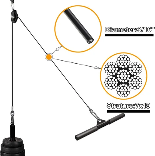 Miniatura 2 de Cable de polea de fitness, accesorios de máquina de cable de repuesto para gimnasio en casa, reemplazo de cable de gimnasio, revestimiento de TPU