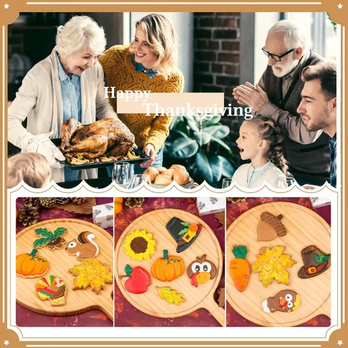 Miniatura 4 de Cortadores de galletas de otoño de Acción de Gracias, formas de bellotas y hojas con sellos de émbolo, accesorios de horneado de ácido poliláctico