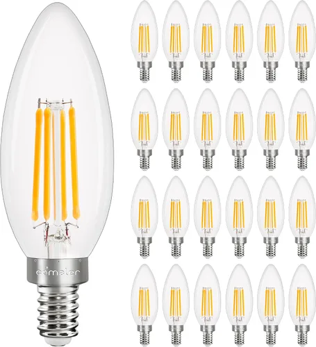 Miniatura 12 de comzler Bombilla LED E12 para candelabro regulable, bombilla de lámpara de araña 2700K blanco cálido, equivalente a 40W, bombillas tipo B