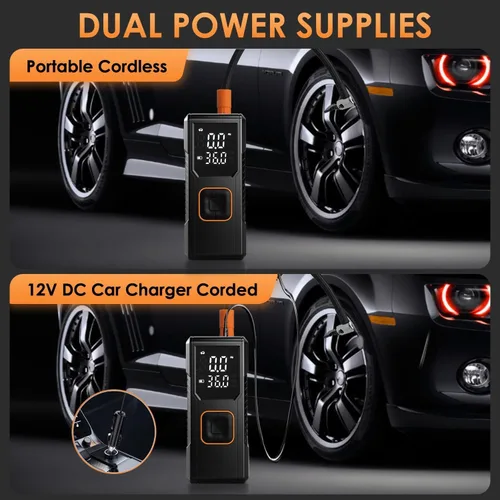 Miniatura 5 de Tire Inflator Portable Air Compressor, 150PSI Cordless/12V DC Air Pump for Car Tires with Pressure Gauge, Auto Shut-Off, Faster Tire Inflator Bike