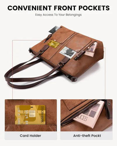 Miniatura 3 de LOVEVOOK Bolso de mano para mujer, bolso grande de hombro, bolsas de trabajo de cuero con múltiples bolsillos, bolso de diseño Hobo
