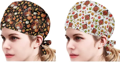 Miniatura 80 de Babrukda Paquete de 2 gorras con banda para el sudor ajustable con lazo en la espalda, gorro divertido