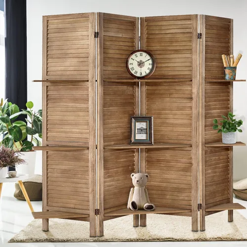 Miniatura 14 de Divisor de habitación con estantes, pantalla de privacidad, separadores de habitación y pantallas de privacidad plegables, separador de separación