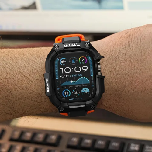 Miniatura 4 de ULTIMAL - Correa resistente con estuche para Apple Watch de 44 mm, correa protectora a prueba de golpes de grado militar para hombres, correa