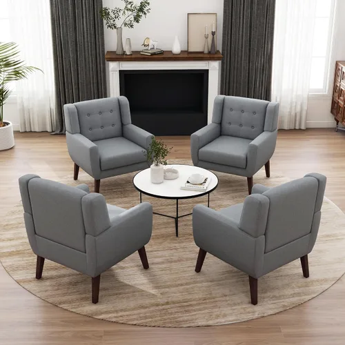 Miniatura 12 de Silla decorativa de piel sintética, moderna silla tapizada para sala de estar, cómodos asientos individuales con botones, asiento de lectura Negro