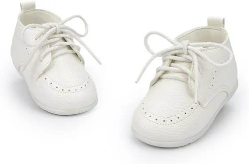 Sawimlgy Zapatos Oxford de cuero suave de primera calidad para bebés y niñas, zapatos de boda con suela de goma resistente, impermeables, con