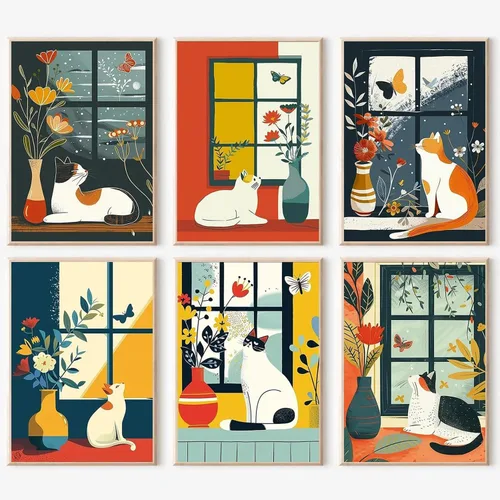 Miniatura 13 de JATOK Paquete de 6 kits de pintura por números para adultos, kits de pintura para principiantes en lienzo de colores con símbolos claros, pintura