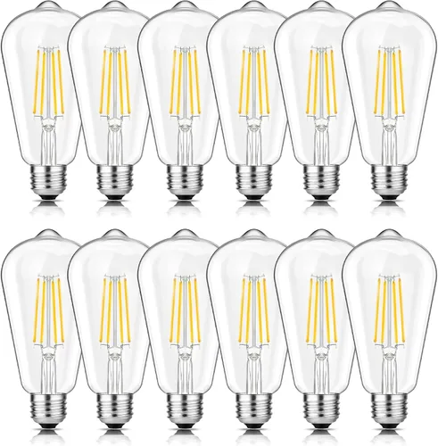 Miniatura 14 de Svater – Bombillas LED vintage con diseño Edison, 6 vatios equivalentes a 60 vatios, luz blanca neutra de alta luminosidad 4000K, bombillas