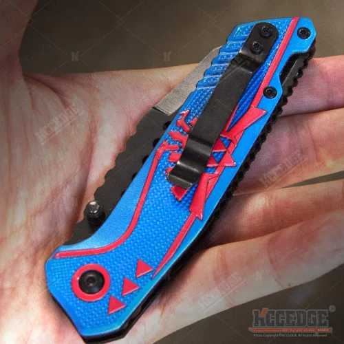 Miniatura 5 de KCCEDGE BEST CUTLERY SOURCE EDC - Cuchillo de bolsillo para camping, accesorios de caza, cuchillo plegable de borde afilado para equipo de Azul