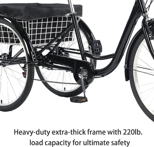 Miniatura 4 de Triciclo para adultos de 24/26 pulgadas, bicicleta de 7 velocidades y 3 ruedas para hombres y mujeres, triciclo de crucero con asiento ajustable