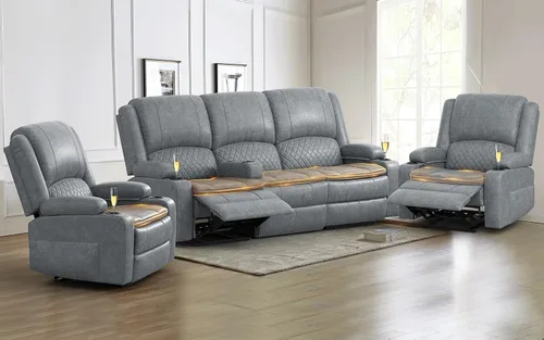 Miniatura 21 de Yolsali Sofá reclinable, sofá reclinable manual de 3 plazas con cojín de 2 niveles, sofás reclinables para sala de estar con consola removible