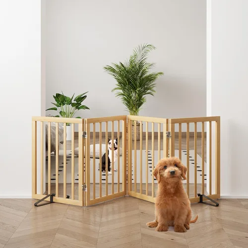 Miniatura 7 de Puerta plegable negra para mascotas de 18-55 pulgadas para escaleras y puertas, valla de puerta para cachorros