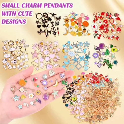 Miniatura 4 de Acejoz 300 Piezas Dijes para Fabricación de Joyas, Lote Surtido al Por Mayor Chapados en Oro Esmaltados Dijes para Aretes de Bricolaje, Collar