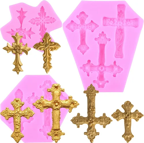 Miniatura 10 de ZiXiang Molde de silicona cruzada para comunión, cáliz, paloma, fondant, molde de bautismo para bautismo, fiesta, decoración de pasteles, decoración