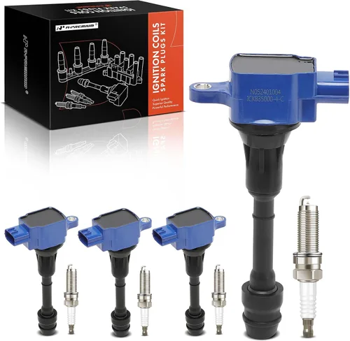 Miniatura 10 de A-Premium Juego de 4 (Negro) Paquete de Bobinas de Encendido y Bujías de Iridio Compatibles con Nissan Altima Sentra 2002-2006, X-Trail 2005-2006 L4