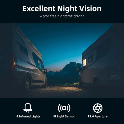 Miniatura 3 de eRapta Kit de sistema de cámara de respaldo HD 1080p, monitor de marcha atrás de 7 pulgadas con grabación dividida cuádruple IP69 impermeable