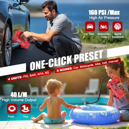 Miniatura 4 de DIYtoolifz Inflador de neumáticos inalámbrico de 160 PSI compatible con compresor de aire Milwaukee de 18V, bomba de aire portátil con apagado