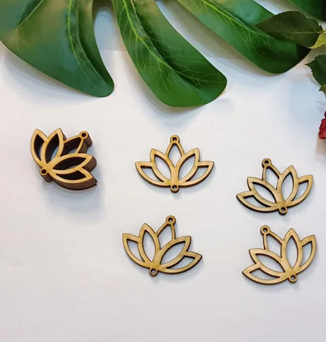 Miniatura 7 de 30 aretes de madera recortados en forma de loto, manualidades de corte láser sin terminar, accesorios de joyería de madera (2 pulgadas)