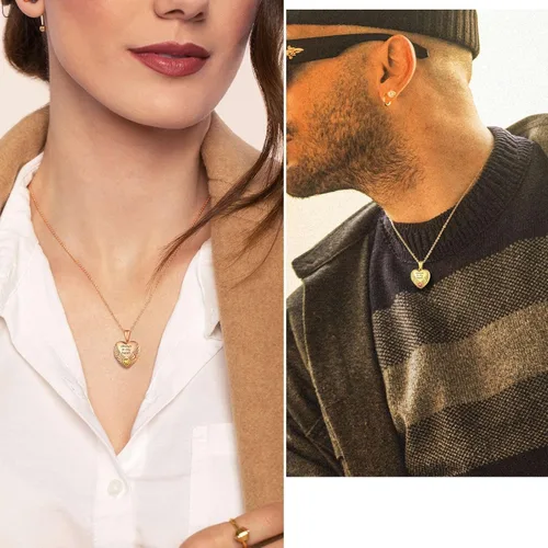 Miniatura 8 de FindChic Collar con medallón de corazón de plata de ley 925, nudo celta, rama delicada, ala de ángel, ramas de plantas, abrazo, llama, collar