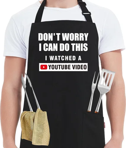 Kaidouma Delantales Divertidos para Hombres y Mujeres Chef - Delantal Unisex Divertido de Cocina, Parrilla, Barbacoa con 2 Bolsillos - Regalos de