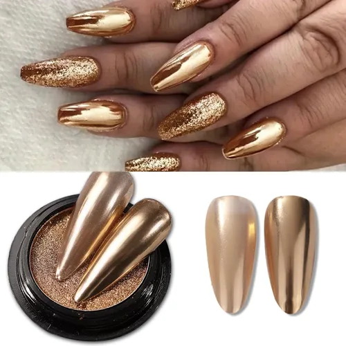 Miniatura 15 de Polvos holográficos de espejo para uñas, efecto cromado plateado, lentejuelas metálicas puras, pigmento cromado para uñas de gel UV, para decoración